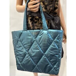 victoria secret quilted bag metallic green large tote bag